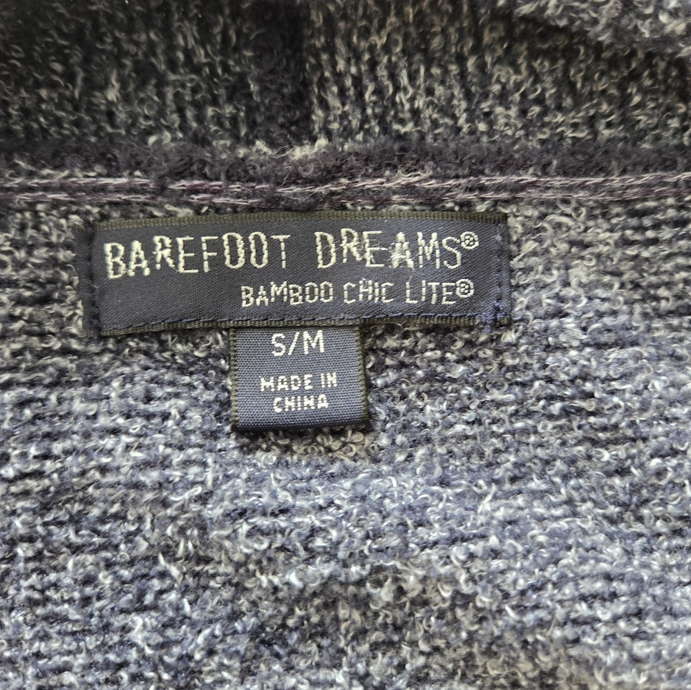 EUC- Barefoot Dreams Bamboo Chic Lite Navy & Grey Calypso Wrap Cardigan Size S/M - Picture 8 of 10